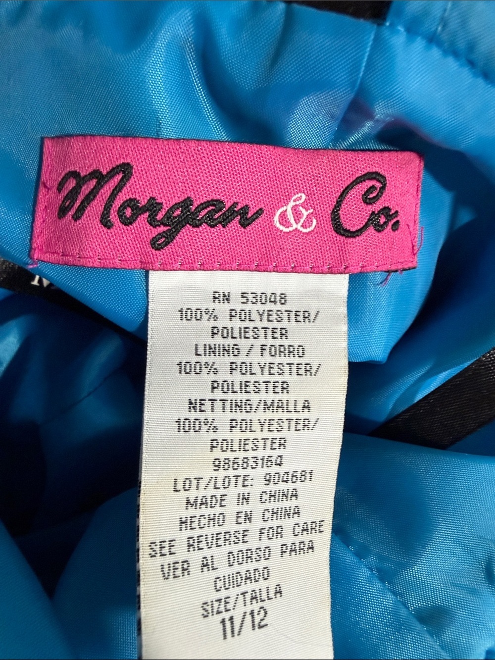 Morgan & Co Blue & Black Embroidered Cocktail Fairy-core Goth Dress sz 11/12 - Picture 5 of 7
